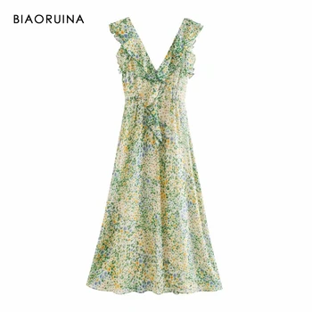 BIAORUINA Women's Sleeveless Floral Printed Midi Dress Beach Style Casual V-neck Summer Long Dress High Waist Vestido Lining
BIAORUINA Women's Sleeveless Floral Printed Midi Dress Beach Style Casual V-neck Summer Long Dress High Waist Vestido Lining