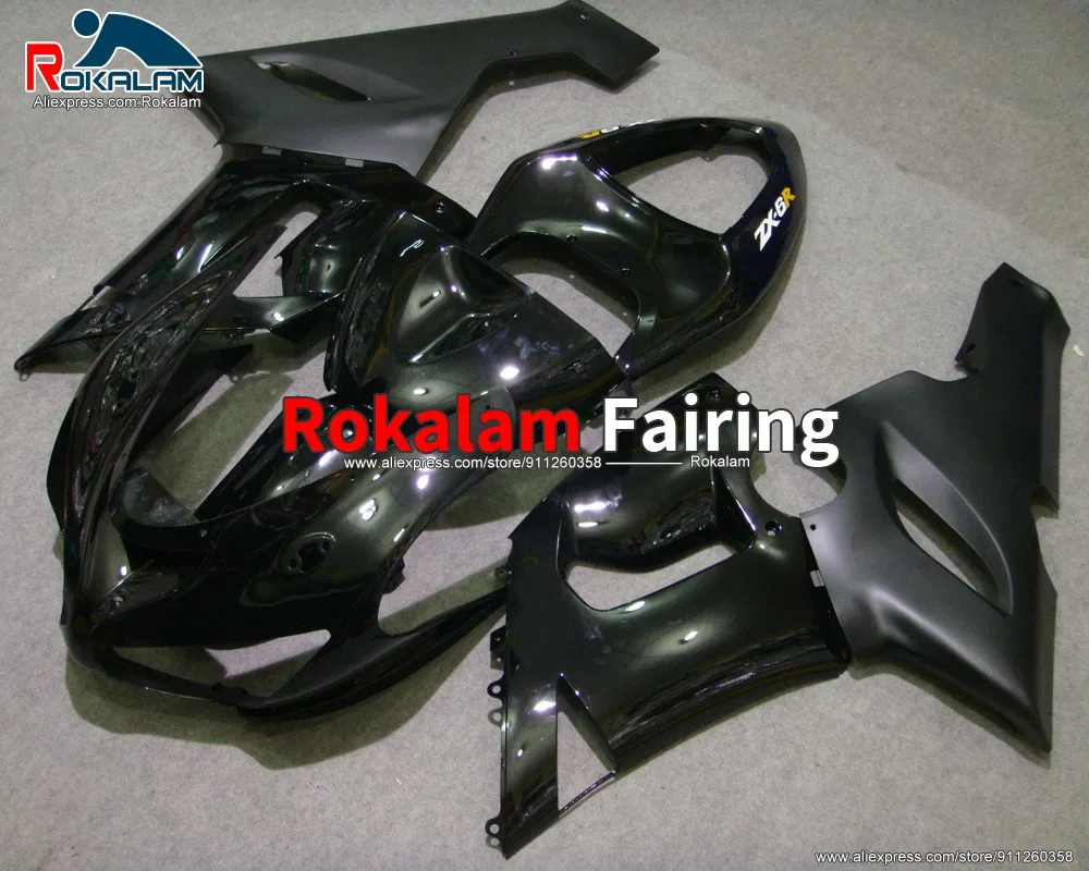 

Body Set For Kawasaki ZX6R Ninja 2005 2006 636 ZX-6R 05 06 All Black Autorbike Fairing Kits (Injection Molding)