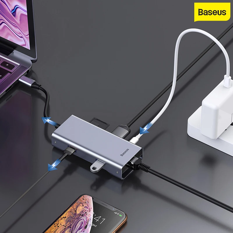 Baseus Type-c HUB USB C HUB Type C to USB 3.0 HDMI VGA RJ45 HUB Multi USB 3.0 Power Adapter For MackBook Pro Air for Samsung S9
Baseus Type-c HUB USB C HUB Type C to USB 3.0 HDMI VGA RJ45 HUB Multi USB 3.0 Power Adapter For MackBook Pro Air for Samsung S9