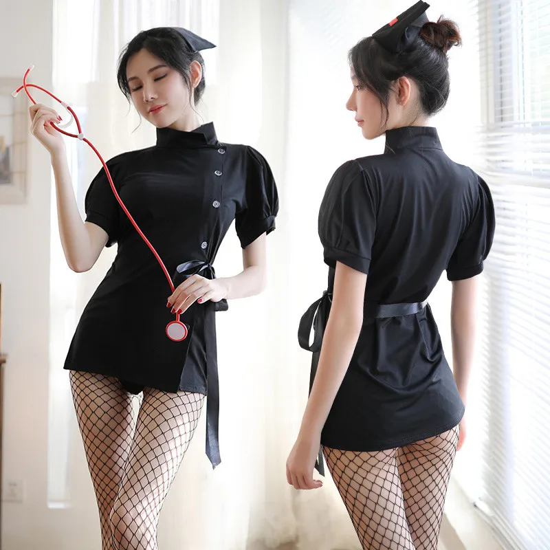 Women Sexy Costume Lady Nurse Uniform Set Girl Nurse Hospital Hottie Black Nurse Uniform Nurse Apparel Role Play Sexy Underwear 
Women Sexy Costume Lady Nurse Uniform Set Girl Nurse Hospital Hottie Black Nurse Uniform Nurse Apparel Role Play Sexy Underwear