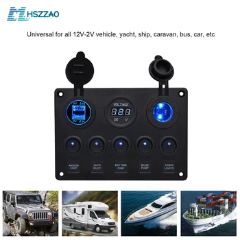 12V Car Combination Control Panel 5-Position Switch Dual USB Car Charger Digital Display Voltmeter For Ships Yachts RV Buses Etc
12V Car Combination Control Panel 5-Position Switch Dual USB Car Charger Digital Display Voltmeter For Ships Yachts RV Buses Etc