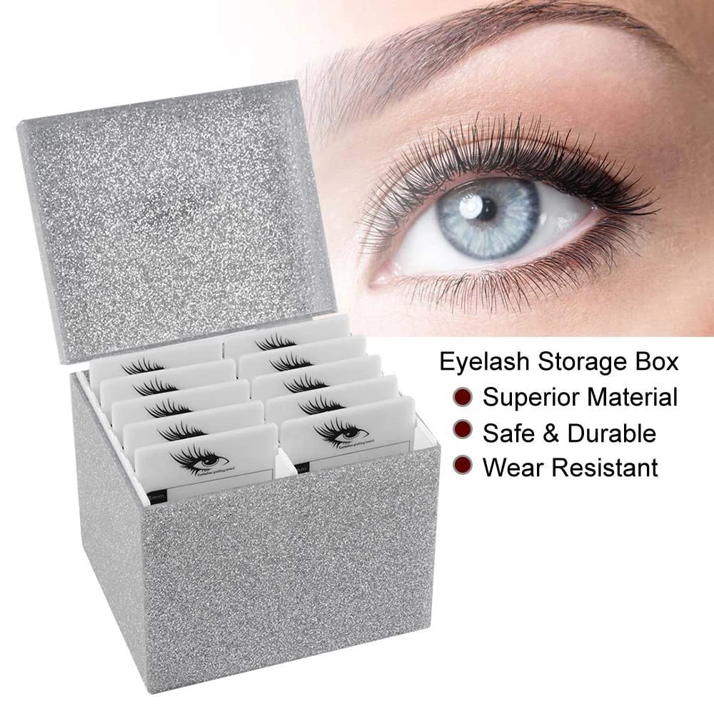 Silver Glitter Acrylic Storage Box Organizer Eyelash Extension Glue Lash Pallet Holders 10 Layers Grafting Eyelash Tool
Silver Glitter Acrylic Storage Box Organizer Eyelash Extension Glue Lash Pallet Holders 10 Layers Grafting Eyelash Tool