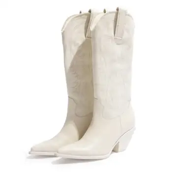 Slip-On Western Boots Women Winter Shoes Zapatos De Mujer Pointed Toe Retro Shoes Woman Chunky Heels Cowboy Mid-Calf Boots
Slip-On Western Boots Women Winter Shoes Zapatos De Mujer Pointed Toe Retro Shoes Woman Chunky Heels Cowboy Mid-Calf Boots