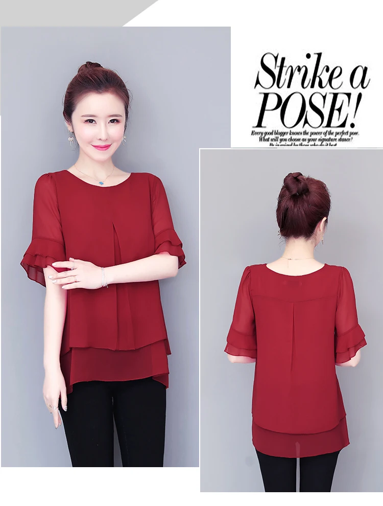 Women Blouses Solid 2020 Summer New Short- Sleeve V-Neck Lace up Shirt Female Chiffon Womens Plus Size Tops Slim Clothing NS4544 Women Blouses Solid 2020 Summer New Short- Sleeve V-Neck Lace up Shirt Female Chiffon Womens Plus Size Tops Slim Clothing NS4544