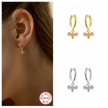 925 Sterling Silver Colorful Honey Bee Hoop Earring For Woman Lovers' Valentine's Day Dangle Earrings Pendientes orecchini Gift
925 Sterling Silver Colorful Honey Bee Hoop Earring For Woman Lovers' Valentine's Day Dangle Earrings Pendientes orecchini Gift