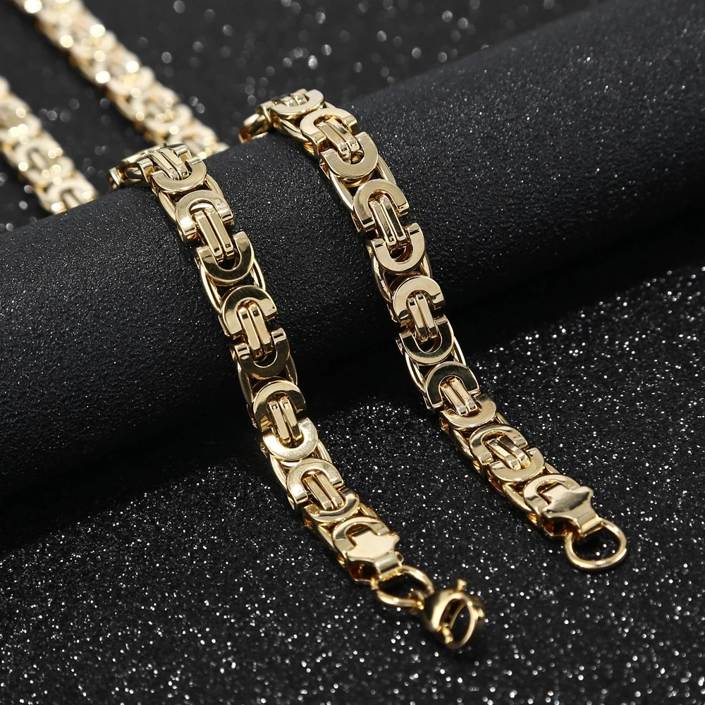 2019 Fashion Gold Tone Stainless Steel Necklace Flat Byzantine Chain Choker Male Female Accessories Jewelry
2019 Fashion Gold Tone Stainless Steel Necklace Flat Byzantine Chain Choker Male Female Accessories Jewelry