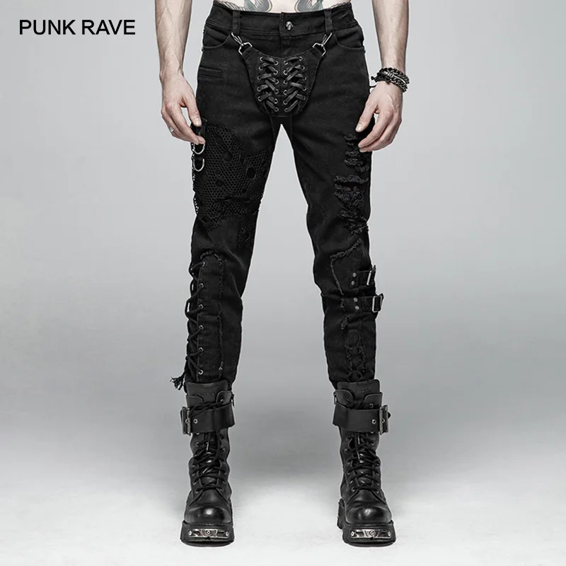 PUNK RAVE Men's Punk Pants Personality Vintage Cotton Twill Long Pants Steampunk Hip Hop Streetwear Decadent Mens Denim Pants 
PUNK RAVE Men's Punk Pants Personality Vintage Cotton Twill Long Pants Steampunk Hip Hop Streetwear Decadent Mens Denim Pants