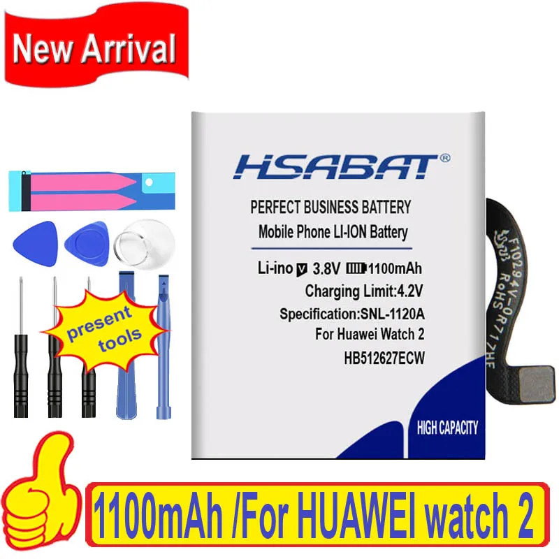 100% Оригинальный HSABAT 1100 мАч HB512627ECW Аккумулятор для HUAWEI watch 2 LEO-B09 Watch2 Pro 4G EO-DLXXU Porsche
