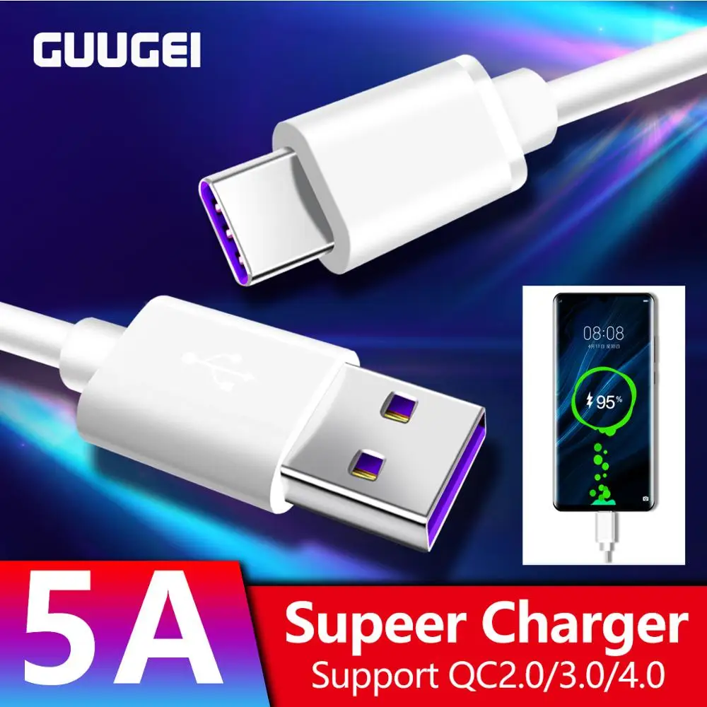 GUUGEI 5A Fast Charging Cable Type C USB Cable Android Super Quick Charger Type-C Devices USB-C Data Cord Supercharge Universal
GUUGEI 5A Fast Charging Cable Type C USB Cable Android Super Quick Charger Type-C Devices USB-C Data Cord Supercharge Universal