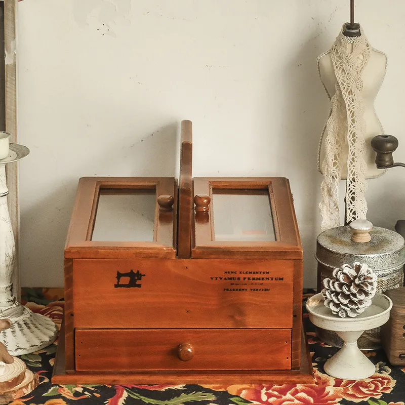 Portable Sewing Box Retro Drawer Make Up Storage Box With Handle Separate Rangement Organizer Box 블랙박스 수납 органайзер
Portable Sewing Box Retro Drawer Make Up Storage Box With Handle Separate Rangement Organizer Box 블랙박스 수납 органайзер