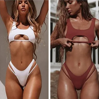 Sexy Ladies Solid Color Hollow Swimsuit Halter Bikini Hollow V-Bottom Chest Pad Brazil High-Cut Swimwear Mujer 2020 White
Sexy Ladies Solid Color Hollow Swimsuit Halter Bikini Hollow V-Bottom Chest Pad Brazil High-Cut Swimwear Mujer 2020 White