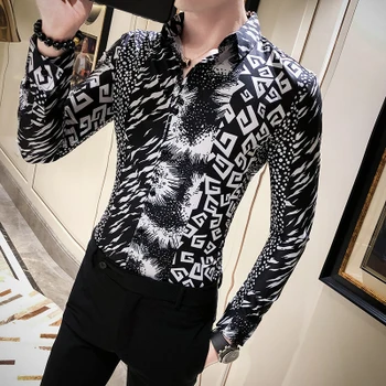 2020 spring spirit guy flower shirt male long-sleeved slim Korean trend social business blood casual nightclub dance 
2020 spring spirit guy flower shirt male long-sleeved slim Korean trend social business blood casual nightclub dance