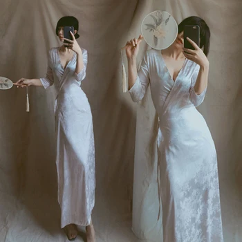 Sexy Slim Dress 2020 New Spring and Summer Plus Size Retro Thin Jacquard Satin Ladies Long Dress Large Size Dresses NS1891
Sexy Slim Dress 2020 New Spring and Summer Plus Size Retro Thin Jacquard Satin Ladies Long Dress Large Size Dresses NS1891