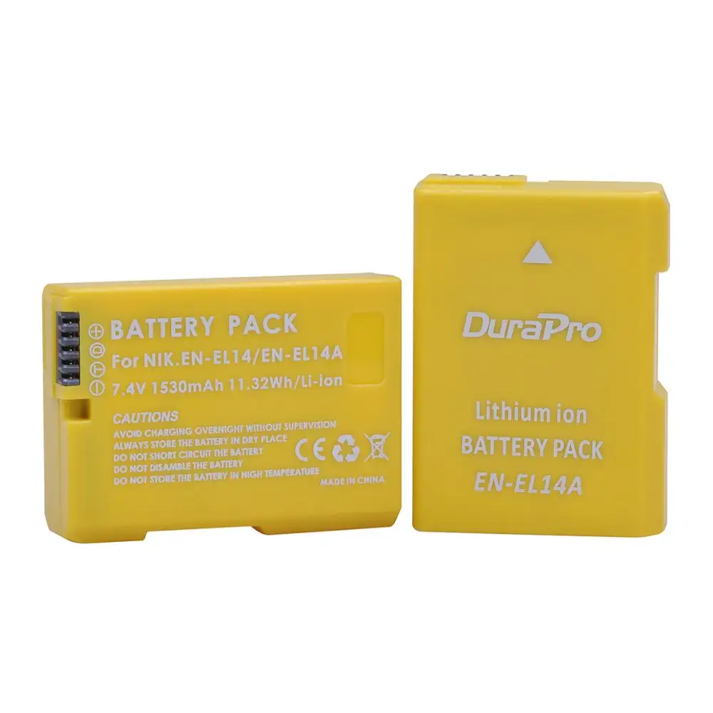 

DuraPro 1530mAH EN-EL14a EN-EL14 Rechargeable Camrea Battery for Nikon D5600,D5500,D5300,D5200,D5100,D3200,D3300,P7800,P7700