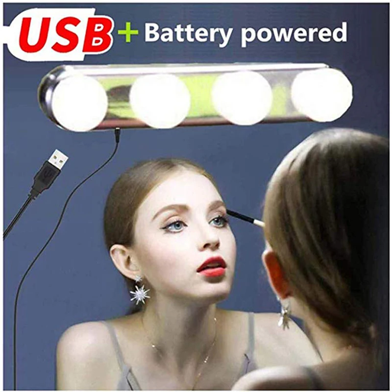 Vanity Mirror Lights Makeup Hollywood Styles Led Light Kit USB and Battery Operated with 4 LED Bulbs and 3 Suction Cups Lamps
Vanity Mirror Lights Makeup Hollywood Styles Led Light Kit USB and Battery Operated with 4 LED Bulbs and 3 Suction Cups Lamps