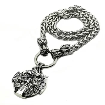 Men's stainless steel wolf head handmade chain Nordic Viking amulet Thor's Hammer pendant necklace Viking jewelry
Men's stainless steel wolf head handmade chain Nordic Viking amulet Thor's Hammer pendant necklace Viking jewelry