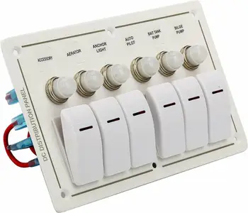 White 6 Gangs Aluminium 6 Gang Car Marine Boat Rocker Switch Panel Circuit Breaker Overload Protection for Marine Boat 12V-24V
White 6 Gangs Aluminium 6 Gang Car Marine Boat Rocker Switch Panel Circuit Breaker Overload Protection for Marine Boat 12V-24V
