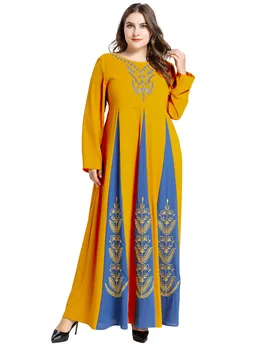 Elegant Arab Muslim Dress Large Size Women Dress Floral Embroidery Contrast Color Stitching Long Sleeve Maxi Dresses TA9169
Elegant Arab Muslim Dress Large Size Women Dress Floral Embroidery Contrast Color Stitching Long Sleeve Maxi Dresses TA9169