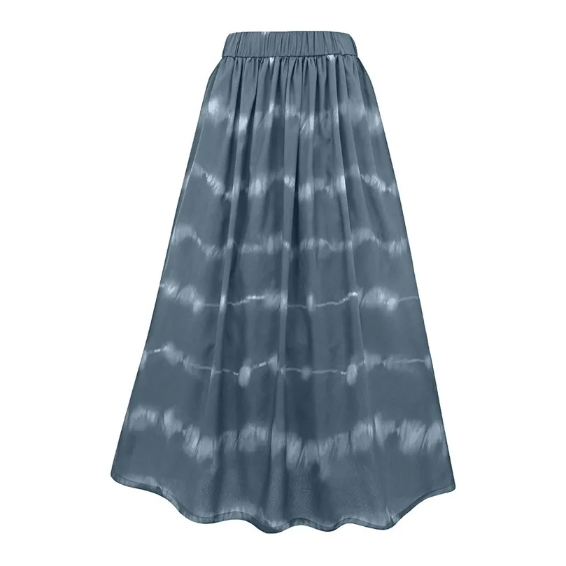 Fashion Women Casual Skirt Tie-dyed Patchwork Gradation Pocket Long Skirt plus Size S-2XL Casual Skirts 30N07 (8)