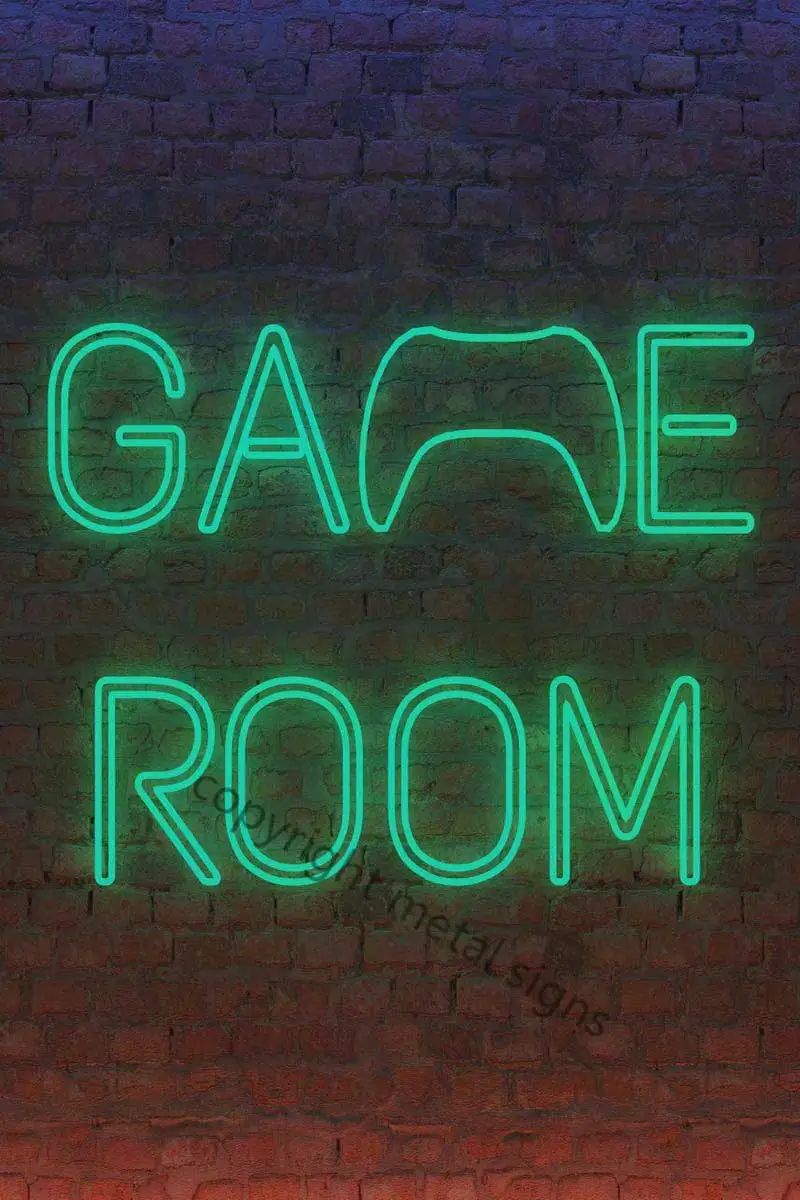 Фото Неоновая вывеска для игровой комнаты в стиле ретро винтажная металлическая