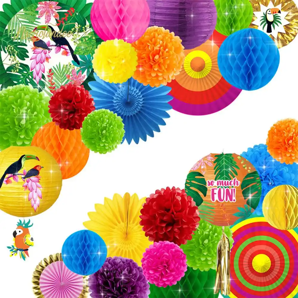 nicrolandee 30 pcs/set tropical parrot theme party decoration