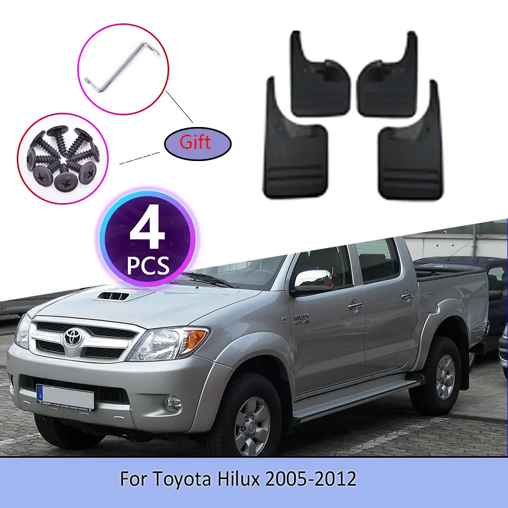 

4PCS Car Mudguards For Toyota Hilux 2005~2012 Screw Cladding Splash Plastic Durable Flaps Mudflap Wheel Flap Accessories 2006