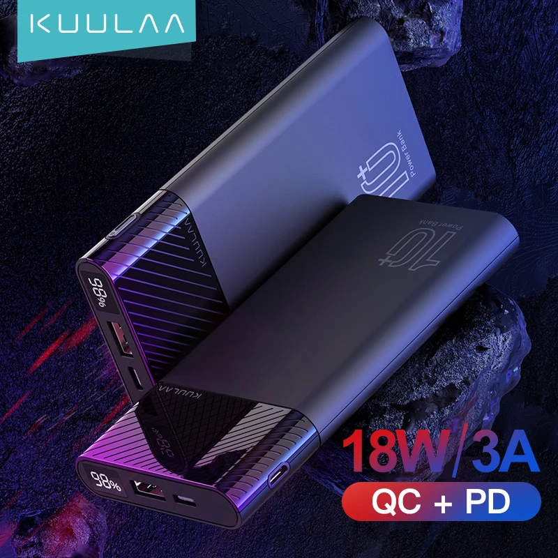 Внешний аккумулятор KUULAA ёмкость 10000мАч поддержка быстрой зарядки PD 3.0 и QC 3.0