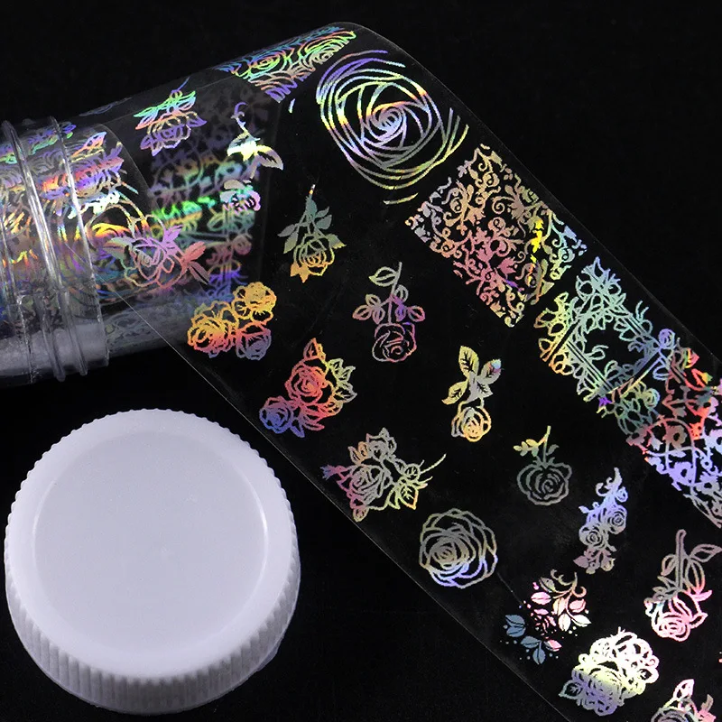 New 4 * 100cm / Volume Holographic Nail Foil Flame Transfer Sticker Sleek Applique Art Decorations | Красота и здоровье