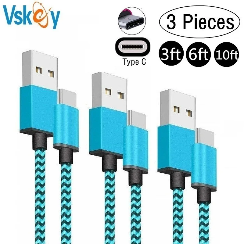 VSKEY USB Type C Cable For Samsung Galaxy S8 S9 S10 Plus S10e Note 8/9/10 Pro A8S A9S Charging & Data Sync Cord 3ft 6ft 10ft
VSKEY USB Type C Cable For Samsung Galaxy S8 S9 S10 Plus S10e Note 8/9/10 Pro A8S A9S Charging & Data Sync Cord 3ft 6ft 10ft