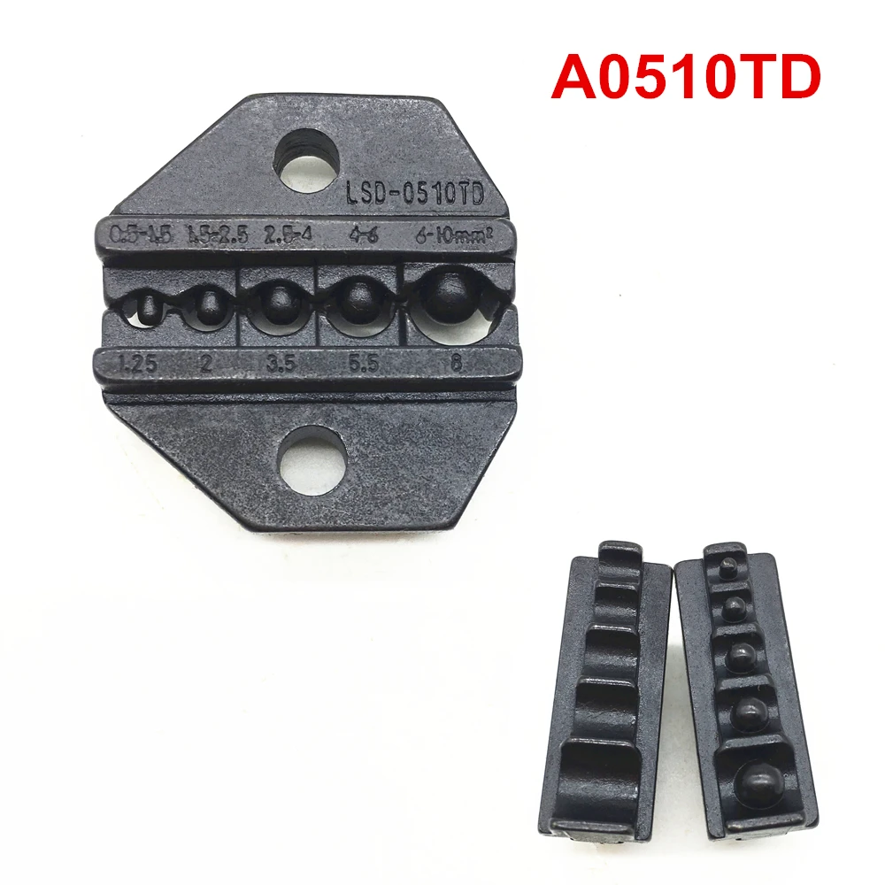 Crimp die set A0510TD crimping jaws for non-insulated cable lugs terminals 22-8AWG 0.5-10mm2
Crimp die set A0510TD crimping jaws for non-insulated cable lugs terminals 22-8AWG 0.5-10mm2