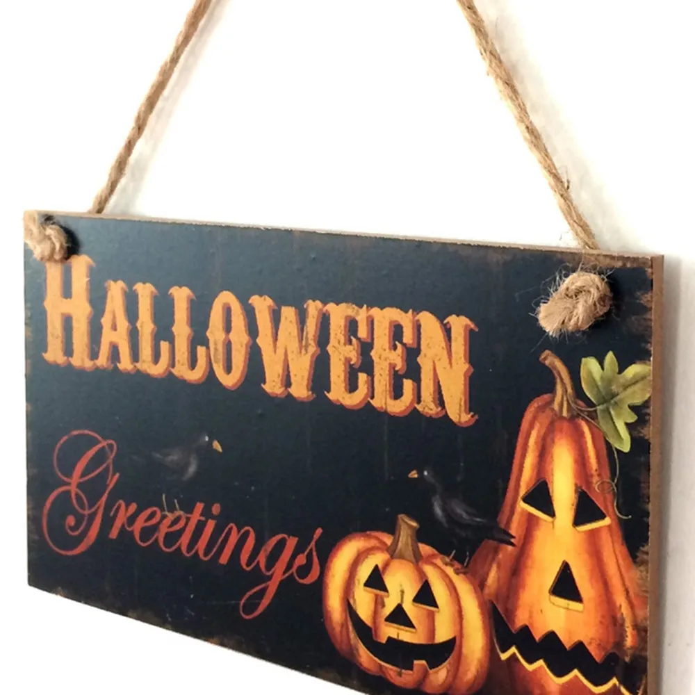 Фото 20.3x11x0.5cm Halloween Ghost Wooden Crafts Listings Creative Carnival Night Pumpkin Pattern Ornament Hanging Board | Дом и сад