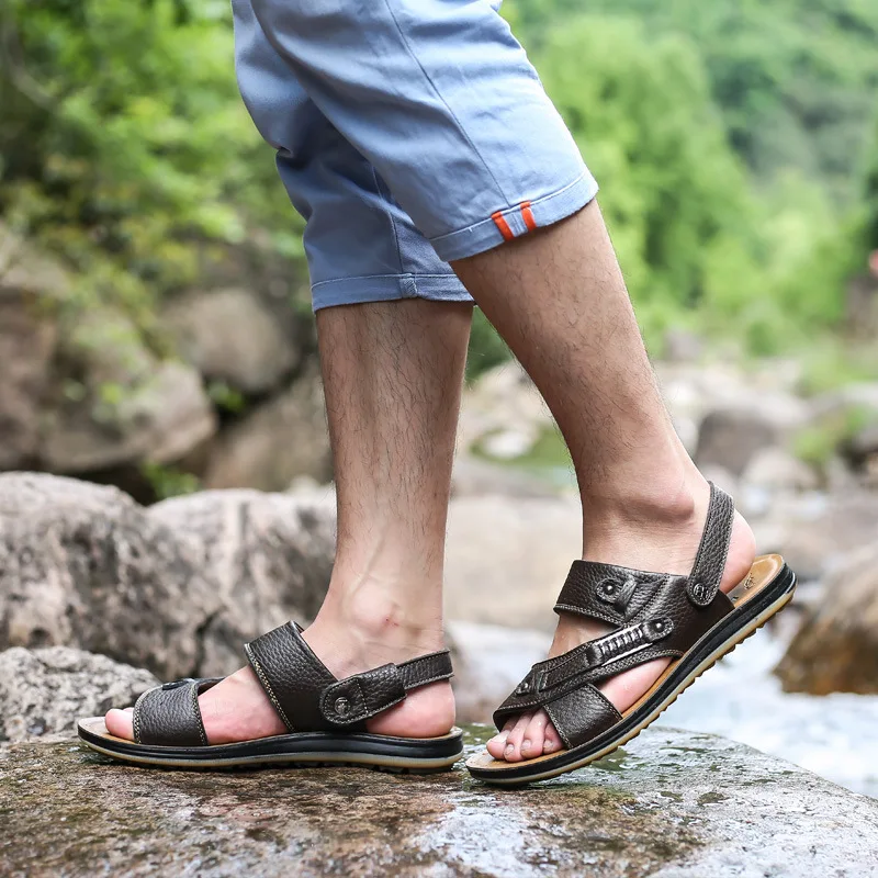 New Style Summer Teenager Sandals Men's Casual Men Genuine Leather Sandals Dual Purpose Versatile Wearable Anti-slip Sandals Fas
New Style Summer Teenager Sandals Men's Casual Men Genuine Leather Sandals Dual Purpose Versatile Wearable Anti-slip Sandals Fas