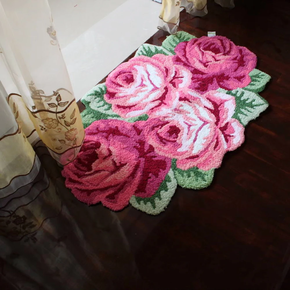 

Anti-slip 3d Rose Carpet Doormat Handmade Door Mat for Living room Area Rug