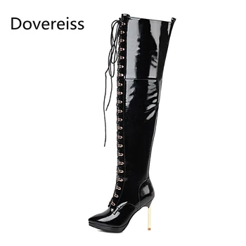 Dovereiss Fashion Women's Shoes Winter Pointed Toe Zipper new Pure color Cross tied clear heels boots Stilettos heels 32-43
Dovereiss Fashion Women's Shoes Winter Pointed Toe Zipper new Pure color Cross tied clear heels boots Stilettos heels 32-43