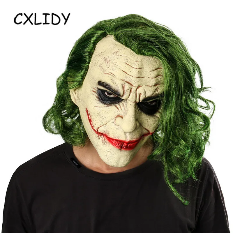 Movie Mask for Face The Dark Cosplay Horror Scary Clown Mask with Green Hair Wig Halloween Latex Mask Halloween Party Masks (6)