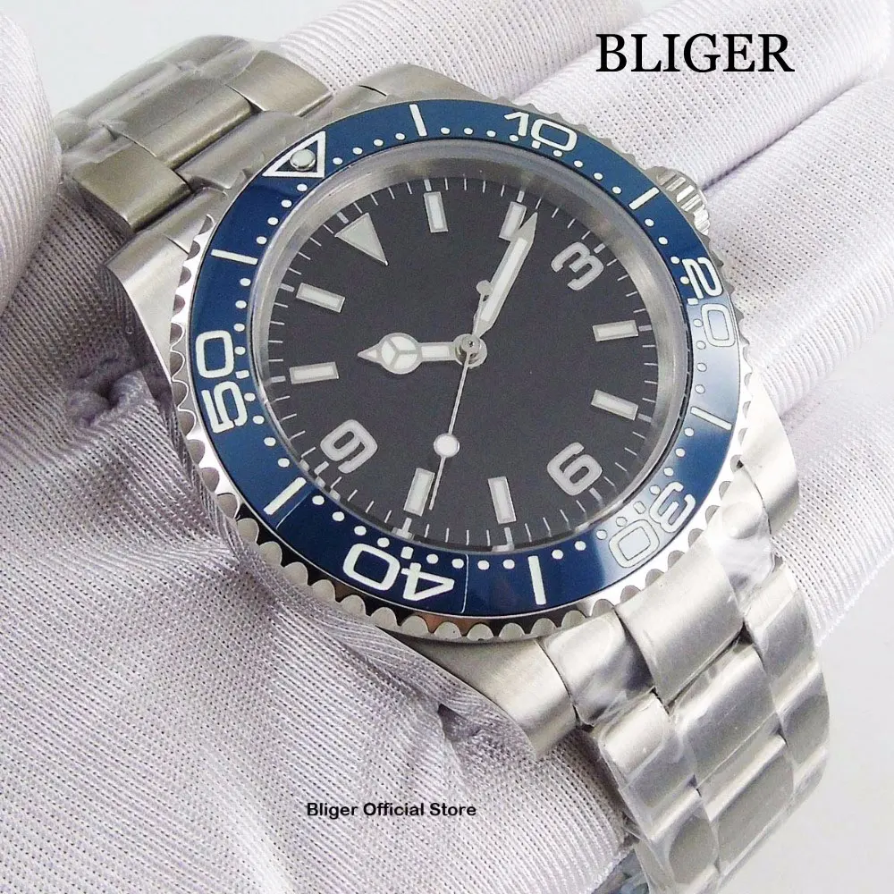 Fashion BLIGER 40mm Sterile Dial Sapphire Glass Automatic Men's Watch Luminous Bezel SS Strap Miyota Movement Wristwatch
Fashion BLIGER 40mm Sterile Dial Sapphire Glass Automatic Men's Watch Luminous Bezel SS Strap Miyota Movement Wristwatch