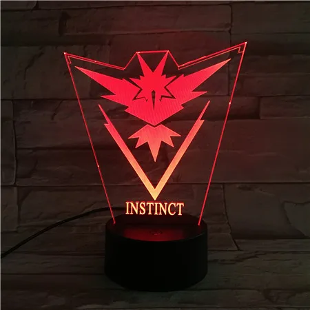 

Pokemon Go Team Valor Instinct Mystic 3D LED Night Light Lamp USB or Battery Power Office Decorative Lamp 7/16 colors