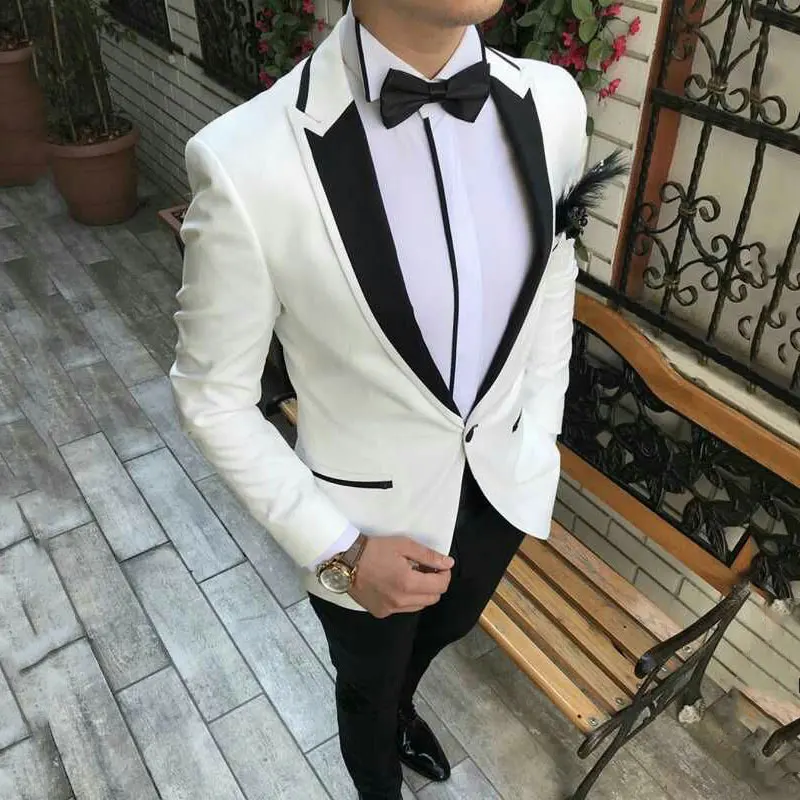 

Men Suits for Wedding Suit Pant Best Man Blazer Ivory Prom Groom Tuxedo Costume Mariage Homme Slim Fit Terno Masculino 2Piece