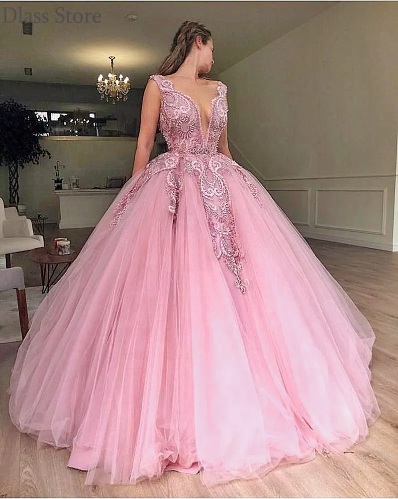 Light Pink Evening Dress Ball Gown Sleeveless Deep V-neck Floor Length Princess Party Beading Prom Dress
Light Pink Evening Dress Ball Gown Sleeveless Deep V-neck Floor Length Princess Party Beading Prom Dress