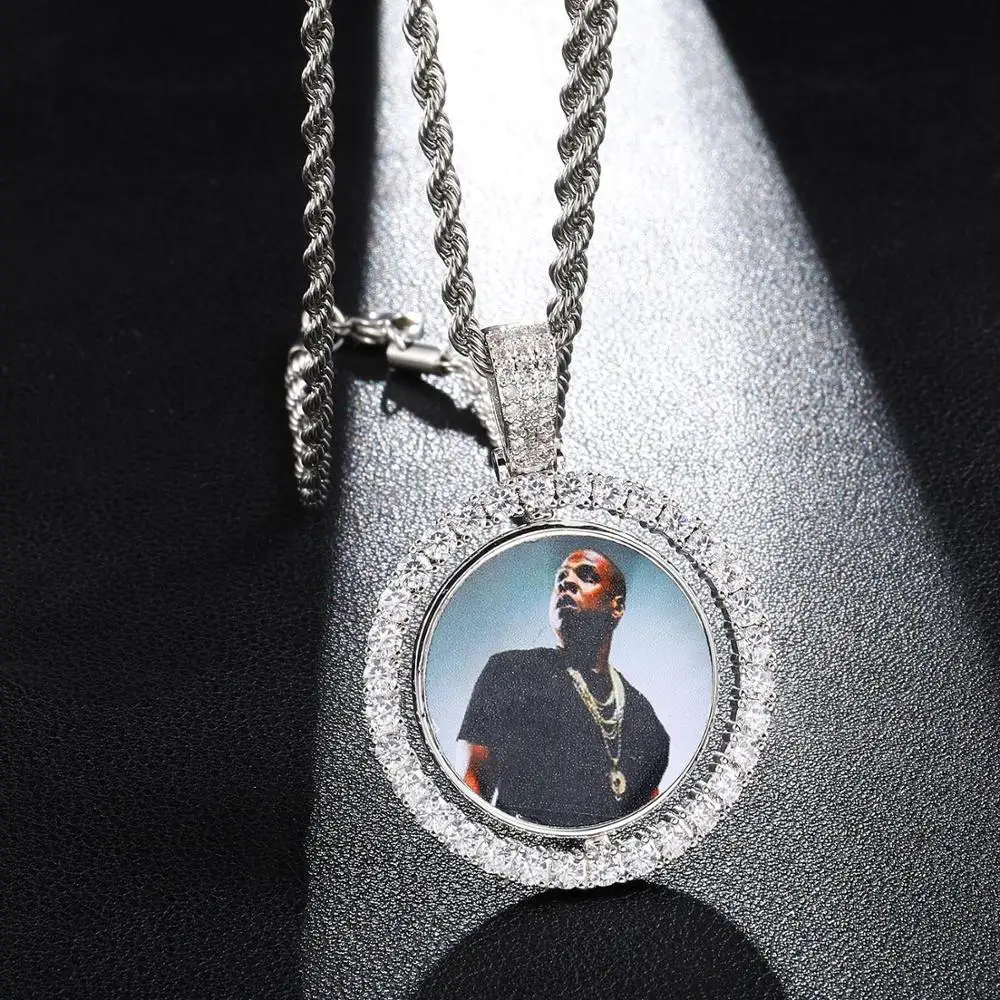 NEW Custom Round Made Photo Rotating Necklace Hip Hop Photo Roundness Solid Pendant Tennis Chain Zircon Men Hip Hop Jewelry
NEW Custom Round Made Photo Rotating Necklace Hip Hop Photo Roundness Solid Pendant Tennis Chain Zircon Men Hip Hop Jewelry