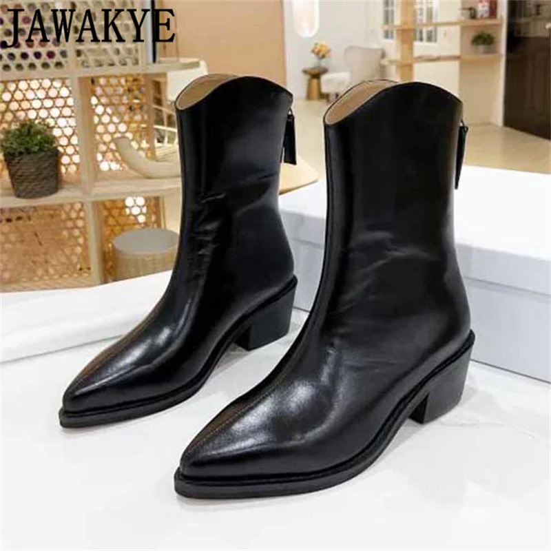 Luxury Classic Chelsea Ankle Boots For Women Pointy Toe Block heels increase Genuine Leather Short Boots Spring Booties Mujer
Luxury Classic Chelsea Ankle Boots For Women Pointy Toe Block heels increase Genuine Leather Short Boots Spring Booties Mujer
