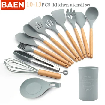 Silicone Cooking Utensils 11/12/13Pcs Kitchen Utensil Set Non-stick Spatula Wooden Handle Kitchen Tools
Silicone Cooking Utensils 11/12/13Pcs Kitchen Utensil Set Non-stick Spatula Wooden Handle Kitchen Tools