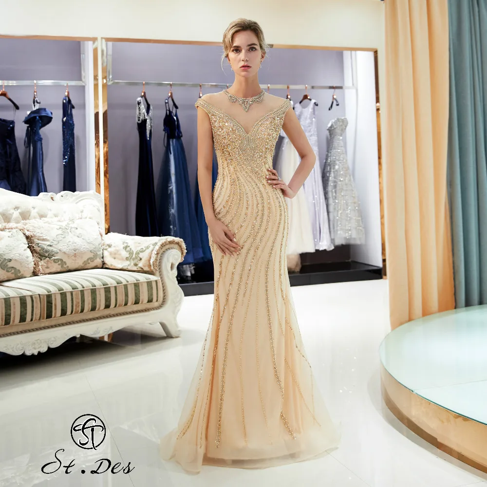 NEW 2020 St.Des Mermaid V-Neck Gold Beading Sleeveless Russian Floor Length Evening Dress Party Dress
NEW 2020 St.Des Mermaid V-Neck Gold Beading Sleeveless Russian Floor Length Evening Dress Party Dress