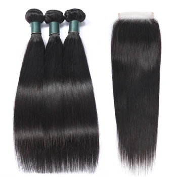 Brazilian Straight Hair Weave Bundles With Closure 4*4 Lace Closure with Bundles Remy 3/4 Pieces Human Hair Bundles with Closure
Brazilian Straight Hair Weave Bundles With Closure 4*4 Lace Closure with Bundles Remy 3/4 Pieces Human Hair Bundles with Closure