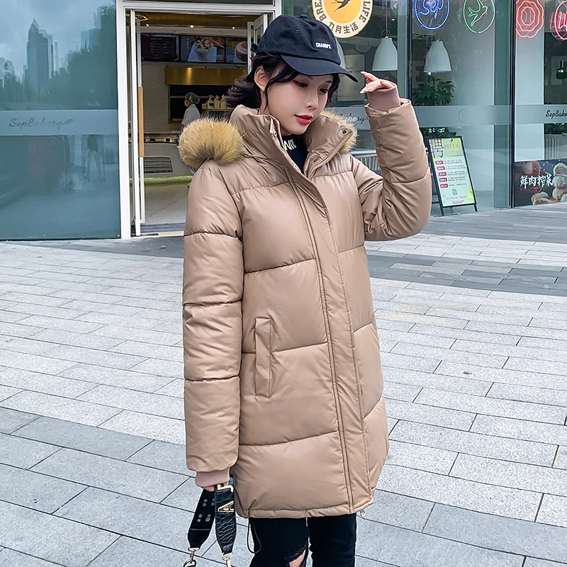 Fashion Real Fur Collar PU Bright Leather Winter Jacket Women 2021 New Medium Long Hooded Gloosy Parka Chic Stand Collar Coat
Fashion Real Fur Collar PU Bright Leather Winter Jacket Women 2021 New Medium Long Hooded Gloosy Parka Chic Stand Collar Coat