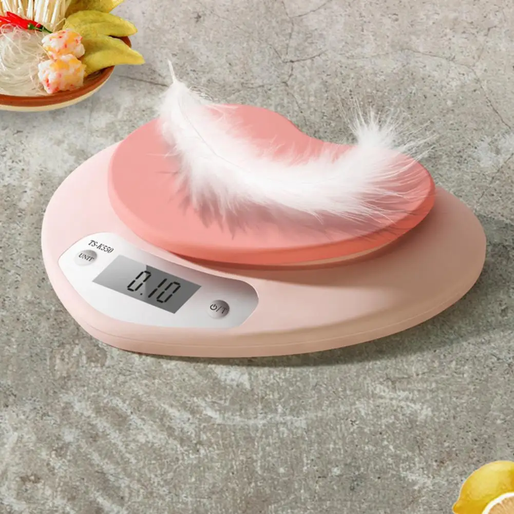 

5KG Kitchen Digital Scale 3 Units Conversion Weighing Food Clear Scale Pink Heart Shape Food Diet Scale for Home