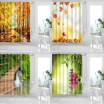 3D Beautiful Forest Landscape Bamboo Shower Curtain Waterproof Polyester Fabric Bath Curtain Screen Set with Hooks 180X200 
3D Beautiful Forest Landscape Bamboo Shower Curtain Waterproof Polyester Fabric Bath Curtain Screen Set with Hooks 180X200