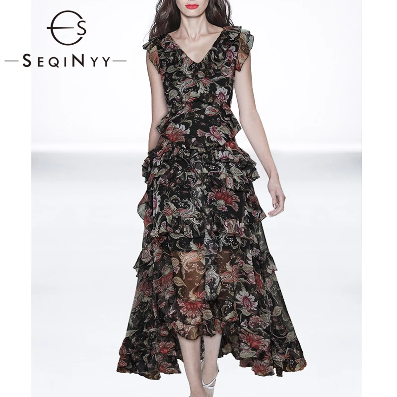 SEQINYY Vest Midi Dress 2020 Summer Spring New Fashion Design Women Sleeveless Flowers Print Cacading Ruffles Black Evening
SEQINYY Vest Midi Dress 2020 Summer Spring New Fashion Design Women Sleeveless Flowers Print Cacading Ruffles Black Evening