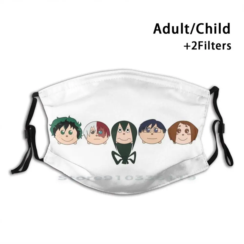 Милый Dekusquad Chibi печати многоразовый Pm2.5 фильтр DIY маска для лица Bnha Bokunoheroacademia Boku