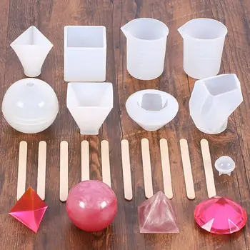 19 Pack Large Resin Silicone Molds Kit Cube Pyramid Sphere Diamond Resin Casting Molds With Silicone Measuring Cups Tool
19 Pack Large Resin Silicone Molds Kit Cube Pyramid Sphere Diamond Resin Casting Molds With Silicone Measuring Cups Tool